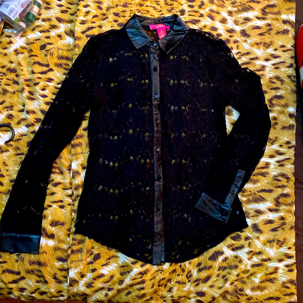 See Through black long sleeve top